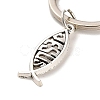 I Love Jesus Symbol Glass Pendant Keychain with Alloy Jesus Fish Charm KEYC-G058-01B-3