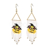 Halloween Theme Glass Seed Braided Pumpkin Chandelier Earrings EJEW-MZ00085-1