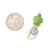 5Pcs 5 Styles Natural Cowrie Shell & Dyed Synthetic Turquoise Turtle Copper Wire Wrapped Pendants PALLOY-JF04034-01-2