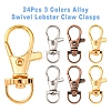 24Pcs 3 Colors Alloy Swivel Lobster Claw Clasps FIND-FS0003-73-2