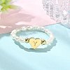 Natural Freshwater Pearl & 304 Stainless Steel Bead Finger Rings RJEW-FS00001-25-4