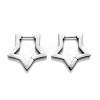 Tarnish Resistant 304 Stainless Steel Star Huggie Hoop Earrings STAS-J033-05P-1