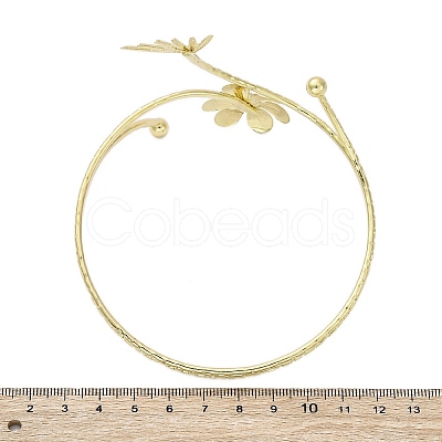 Flower Alloy Arm Cuff Bangles for Girl Women AJEW-A063-01G-G-1