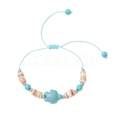 2Pcs Starfish and Turtle Synthetic Turquoise Beads Braided Bead Bracelets BJEW-JB11883-1
