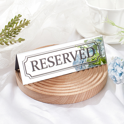 Olycraft Reserved Sign Mirror Style Acrylic Sign Table Number Holder AJEW-OC0004-56A-1