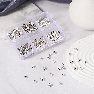 300Pcs 6 Style Tibetan Style Alloy Spacer Beads TIBE-YW0001-24-1