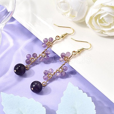 Natural Amethyst Earrings Dangle Earrings EJEW-TA00653-02-1