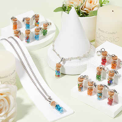 30Pcs Glass Bottle with Glass Seed Beads European Dangle Charms FIND-SC0012-99-1