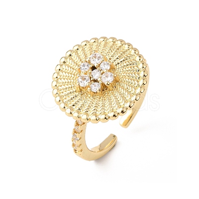 Adjustable Brass Micro Pave Cubic Zirconia Cuff Rings for Women RJEW-B139-07G-01-1