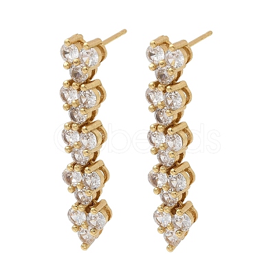 Flat Round Brass Micro Pave Clear Cubic Zirconia Stud Earrings EJEW-H180-12G-1