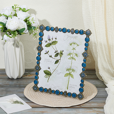 Rectangle Zinc Alloy Enamel Photo Frame Stand AJEW-WH0794-87C-1