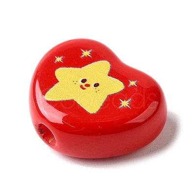 Winter Theme Printed Opaque Acrylic Beads OACR-U008-01A-01-1