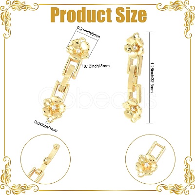 8Pcs 2 Colors Brass Micro Pave Clear Cubic Zirconia Fold Over Clasps KK-CJ0005-92-1