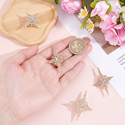 4Pcs Alloy Rhinestone Lapel Pins for Backpack Clothes JEWB-HY0001-64A-1