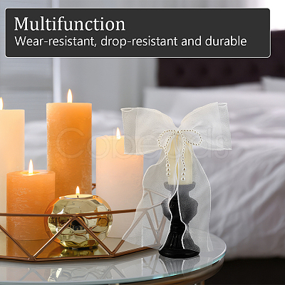 Bowknot Polyester Gauze with Plastic Pearl Curtain Holdback AJEW-WH0314-541-1