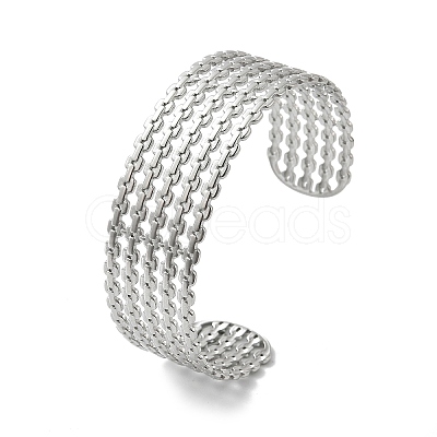 Hollow Out 304 Stainless Steel Cuff Bangles for Women BJEW-Z096-01P-1