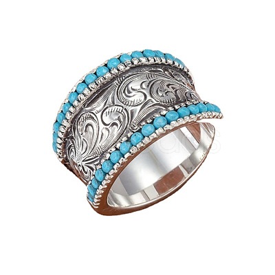 Retro Alloy & Turquoise Finger Rings FS-WG1E1DC-03-1