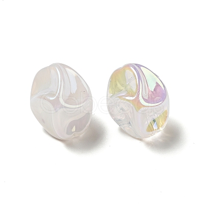 UV Plating Rainbow Iridescent Acrylic Beads PACR-M002-07-1