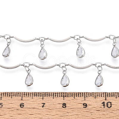 Brass Glass Scalloped Bar Chains CHC-T018-07P-1