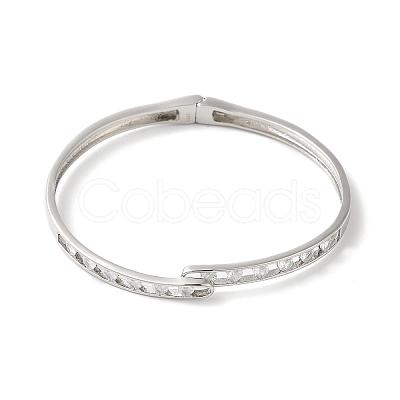 Rack Plating Brass Pave Clear Cubic Zirconia Hinged Bangles BJEW-G716-03P-1