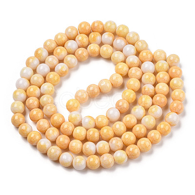 Ombre Effect Dyed Crackle Glass Round Beads Strands GLAA-T031-01E-1