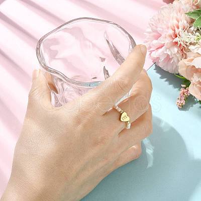 Natural Freshwater Pearl & 304 Stainless Steel Bead Finger Rings RJEW-FS00001-05-1