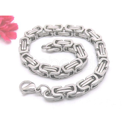 Tarnish Resistant 201 Stainless Steel Byzantine Chain Bracelets BJEW-V0345-03-1