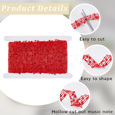 20 Yards Polyester Musical Note Lace Trim Ribbon OCOR-GF0004-44G-1