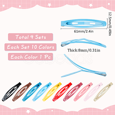 4 Sets Iron Snap Hair Clips AJEW-SC0003-37A-01-1