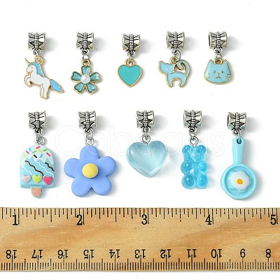 10Pcs 10 Styles Alloy Enamel & Resin European Dangle Charms PALLOY-FZ00006-1