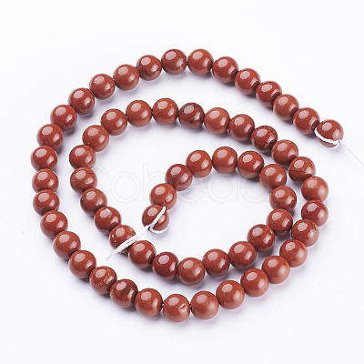 Natural Red Jasper Round Beads Strands X-GSR6mmC011-1