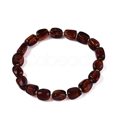 Natural Bloody Amber Nuggets Beaded Stretch Bracelets BJEW-N041-03-1