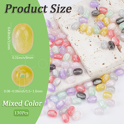 130Pcs Two Tone Resin UV Reactive Beads RESI-PA0001-49-1