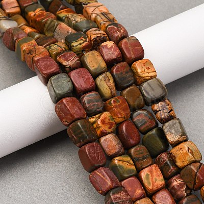 Natural Picasso Stone/Polychrome Jasper Beads Strands G-B155-D10-1