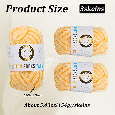 3 Skeins 3-Ply Cotton Sock Yarn YCOR-DJ0001-06C-1