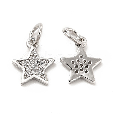 Brass Micro Pave Cubic Zirconia Charms KK-E068-VB247-1