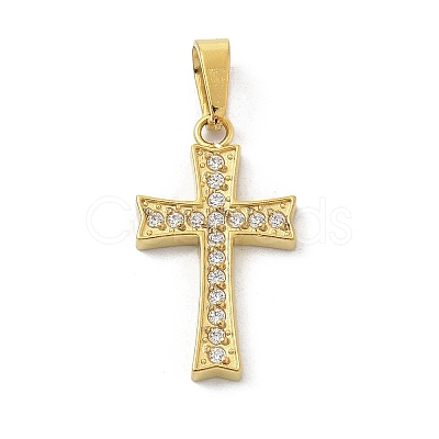 Ion Plating(IP) 304 Stainless Steel Micro Pave Cubic Zirconia Pendants STAS-Z107-08G-04-1