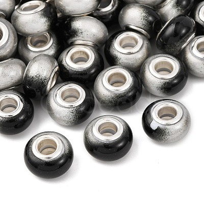 Two Tone Opaque Resin Rondelle European Beads RESI-Z046-02H-1