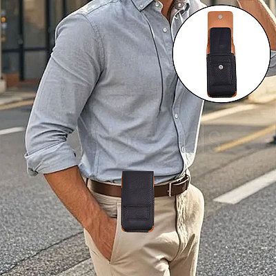 Rectangle Cowhide Mobile Phone Waist Belt Pouches AJEW-WH0596-953A-1
