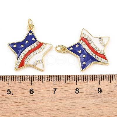 Independence Day Brass Micro Pave Clear Cubic Zirconia & Enamel Pendants CU-CBA5CB0-25G-1