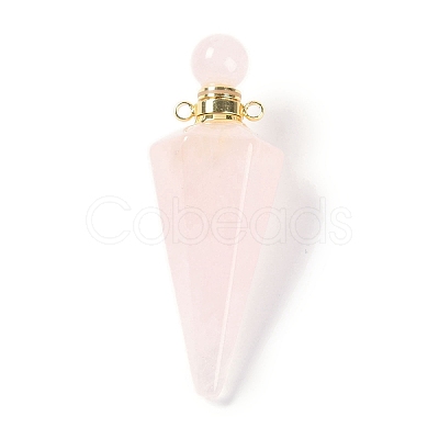 Natural Rose Quartz Faceted Cone Openable Perfume Bottle Big Pendants G-L524-18G-12-1