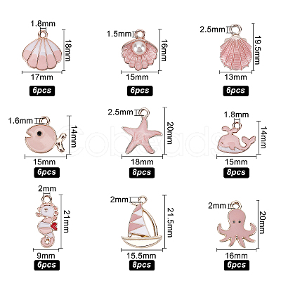 Ocean Theme Alloy Enamel Pendants ENAM-BC0001-04-1