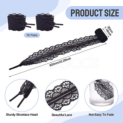 10 Pairs Polyester Lace Shoelaces AJEW-TA0003-14C-1