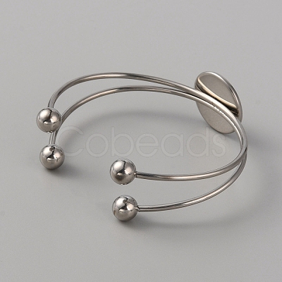 304 Stainless Steel Double Wire Cuff Bangle Makings STAS-WH0017-025-1