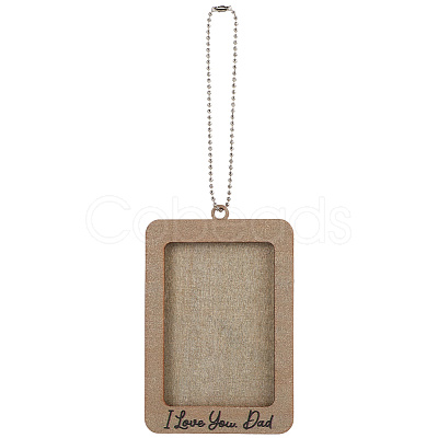 Rectangle with Word I Love You Dad Wood Hanging Photo Frame HJEW-SP0001-19A-1