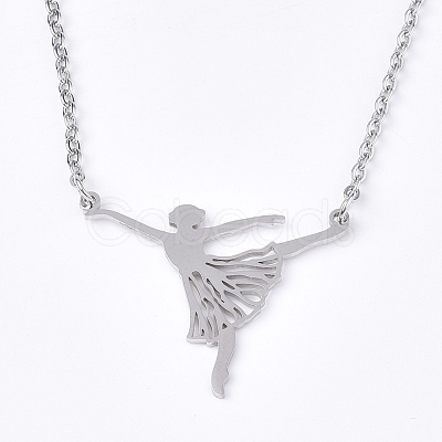 Non-Tarnish 201 Stainless Steel Pendant Necklaces NJEW-T009-JN110-1-40-1
