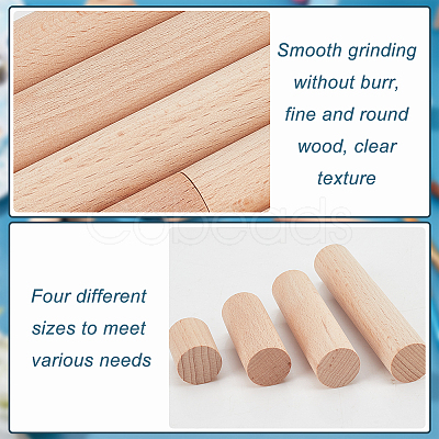 20Pcs 4 Style Round Wooden Sticks WOOD-NB0002-16B-1