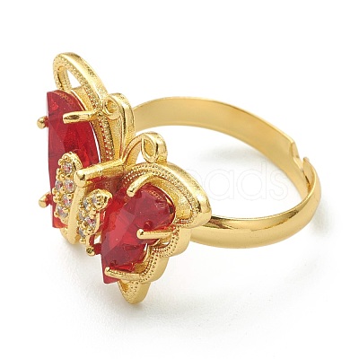 Adjustable Brass Micro Pave Clear Cubic Zirconia Finger Rings ZIRC-I050-13G-1