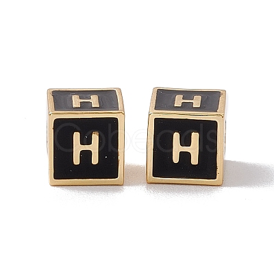 Rack Plating Brass Enamel Beads KK-B060-04G-01H-1