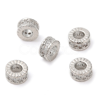 Rack Plating Brass Micro Pave Cubic Zirconia Beads KK-A186-03B-P-1